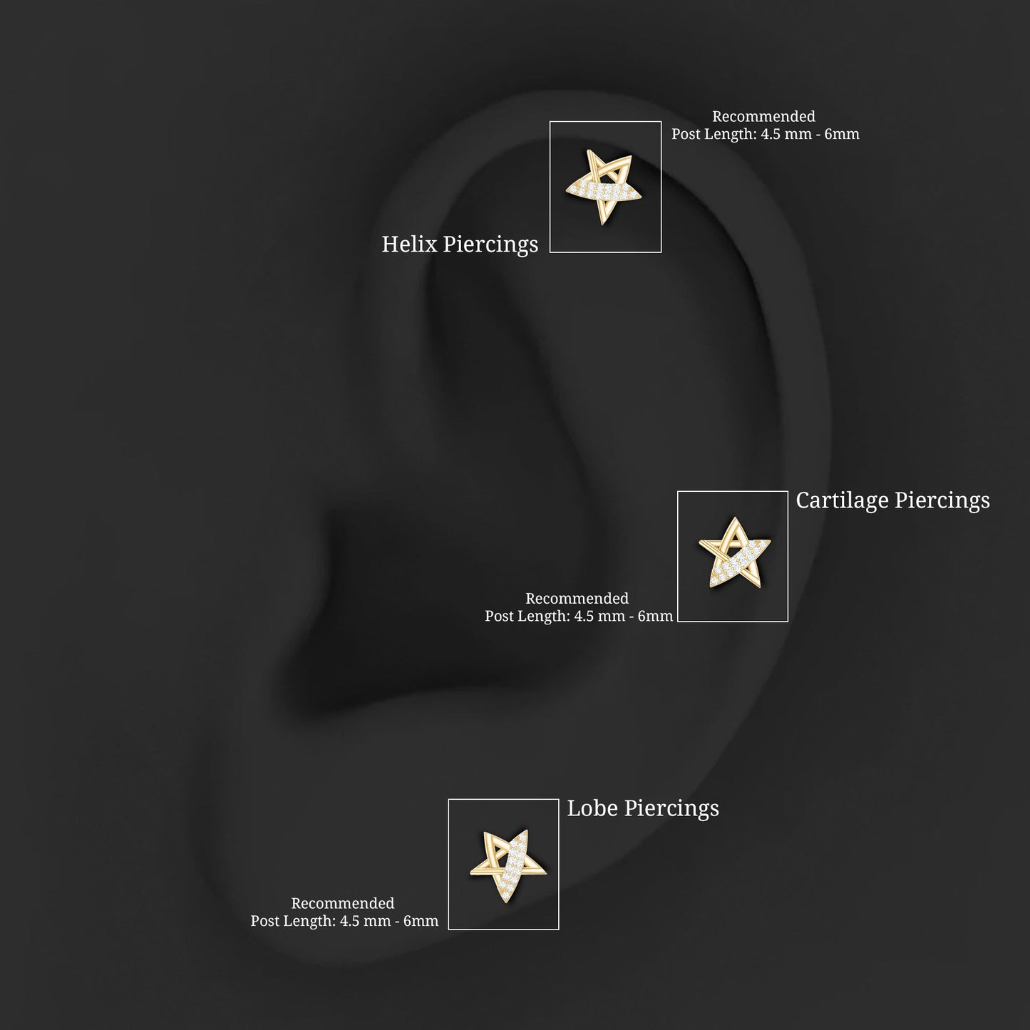 Diamond Star Earring for Helix Piercing