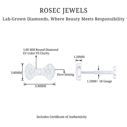 Cute Diamond Bow Earring for Tragus Piercing