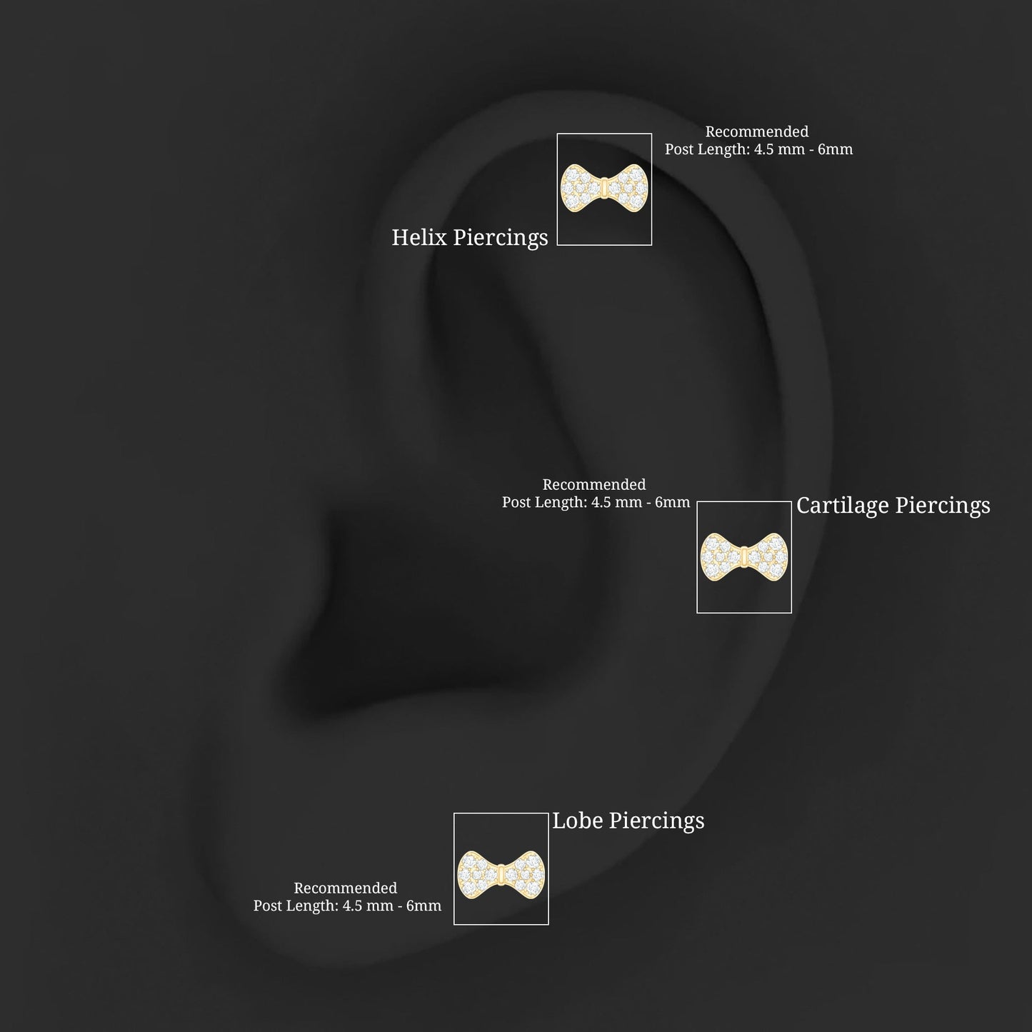 Cute Diamond Bow Earring for Tragus Piercing