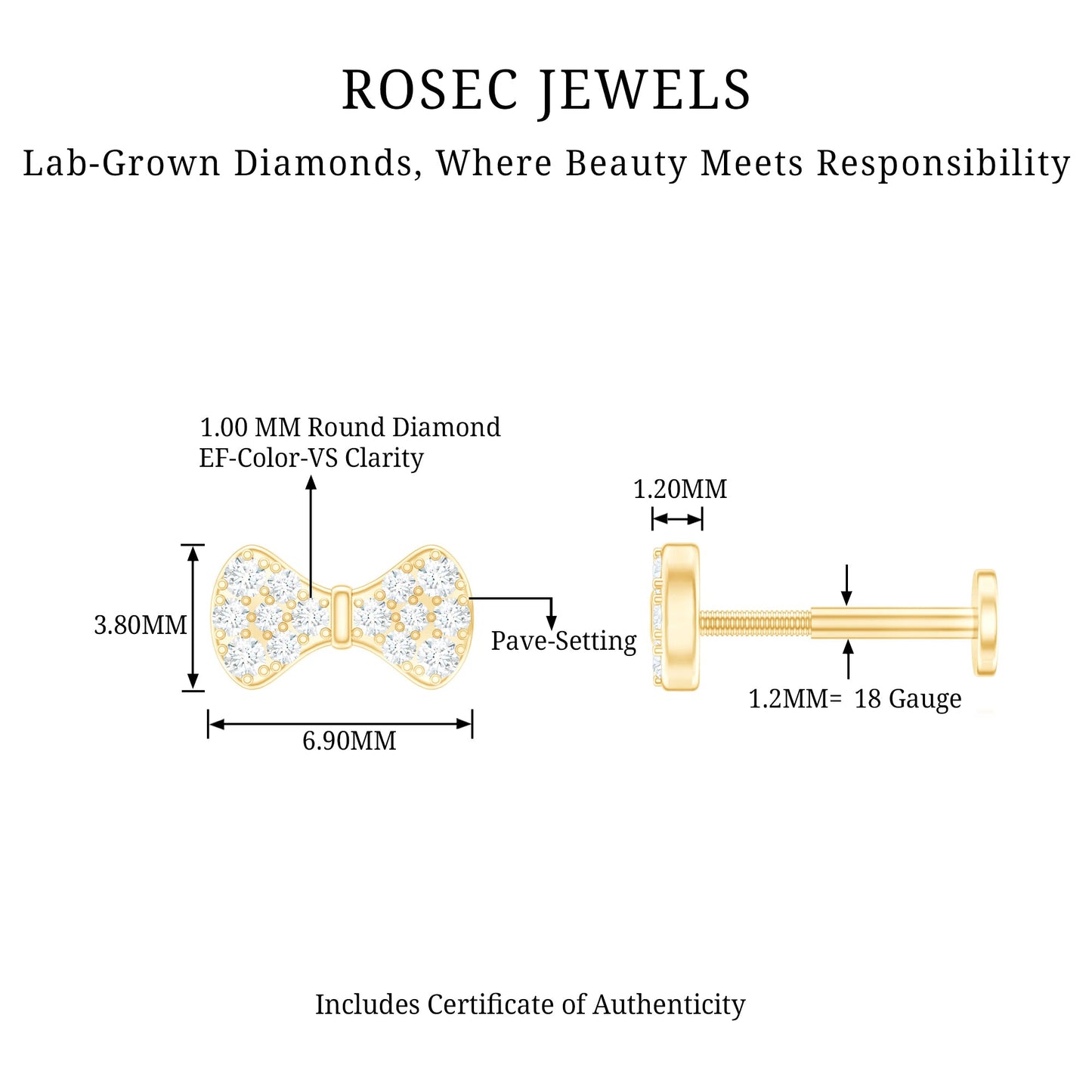 Cute Diamond Bow Earring for Tragus Piercing