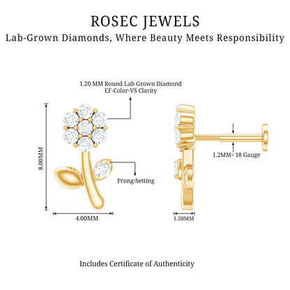 Diamond Flower Helix Earring