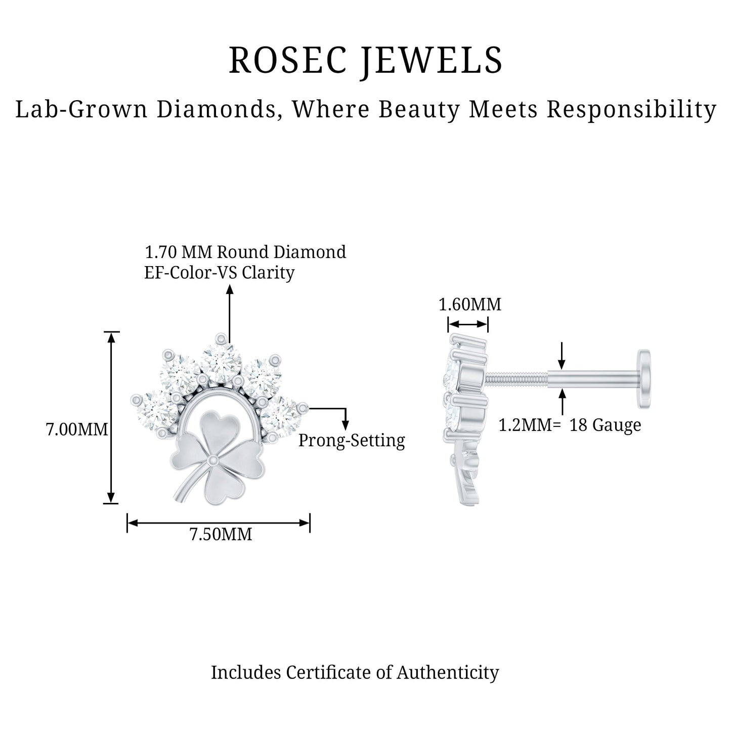 Diamond Four Leaf Clover Earring