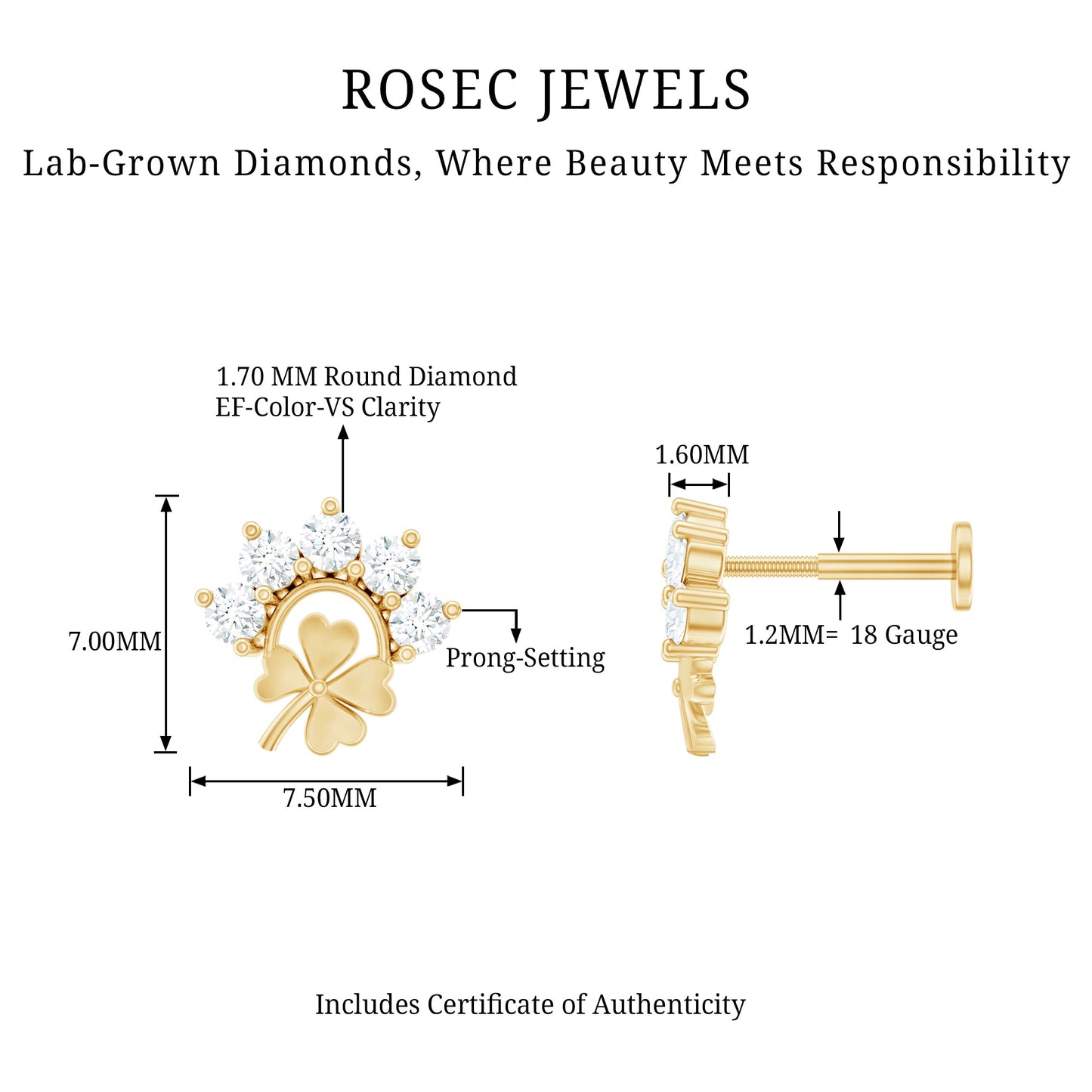 Diamond Four Leaf Clover Earring
