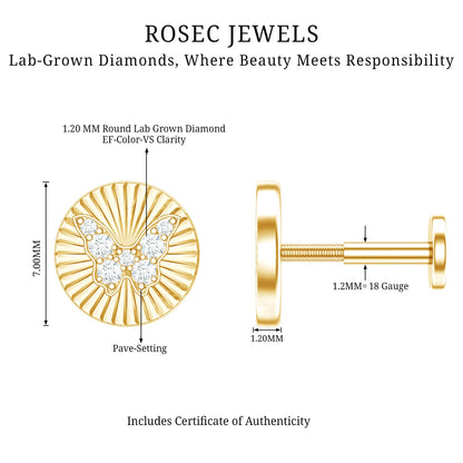 Diamond Butterfly Earring for Cartilage Piercing