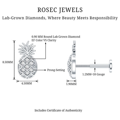 Diamond Pineapple Earring for Cartilage Piercing