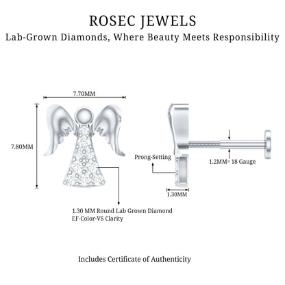 Minimal Diamond Angel Upper Lobe Earring