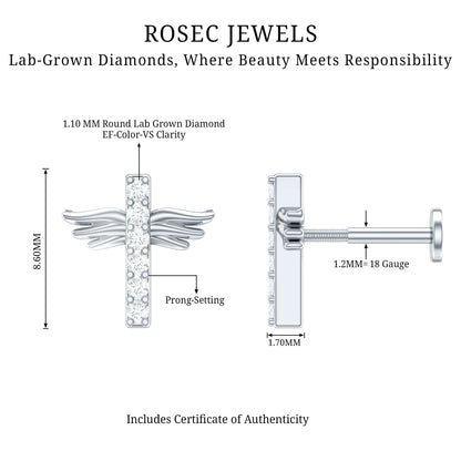 Diamond Cross Earring for Tragus Piercing