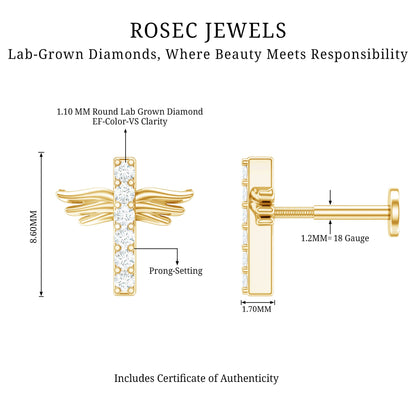 Diamond Cross Earring for Tragus Piercing