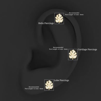 Diamond Leaf Earring for Cartilage Piercing