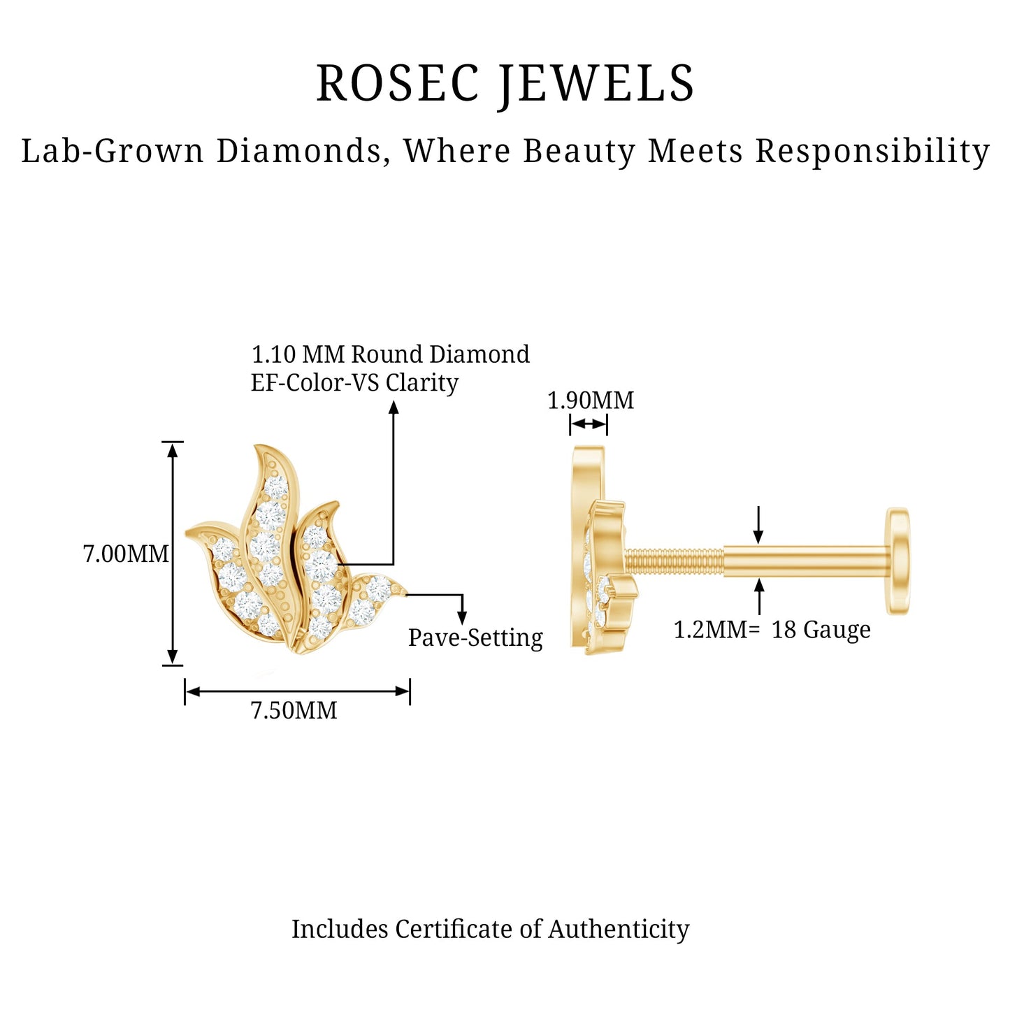 Diamond Leaf Helix Earring for Women