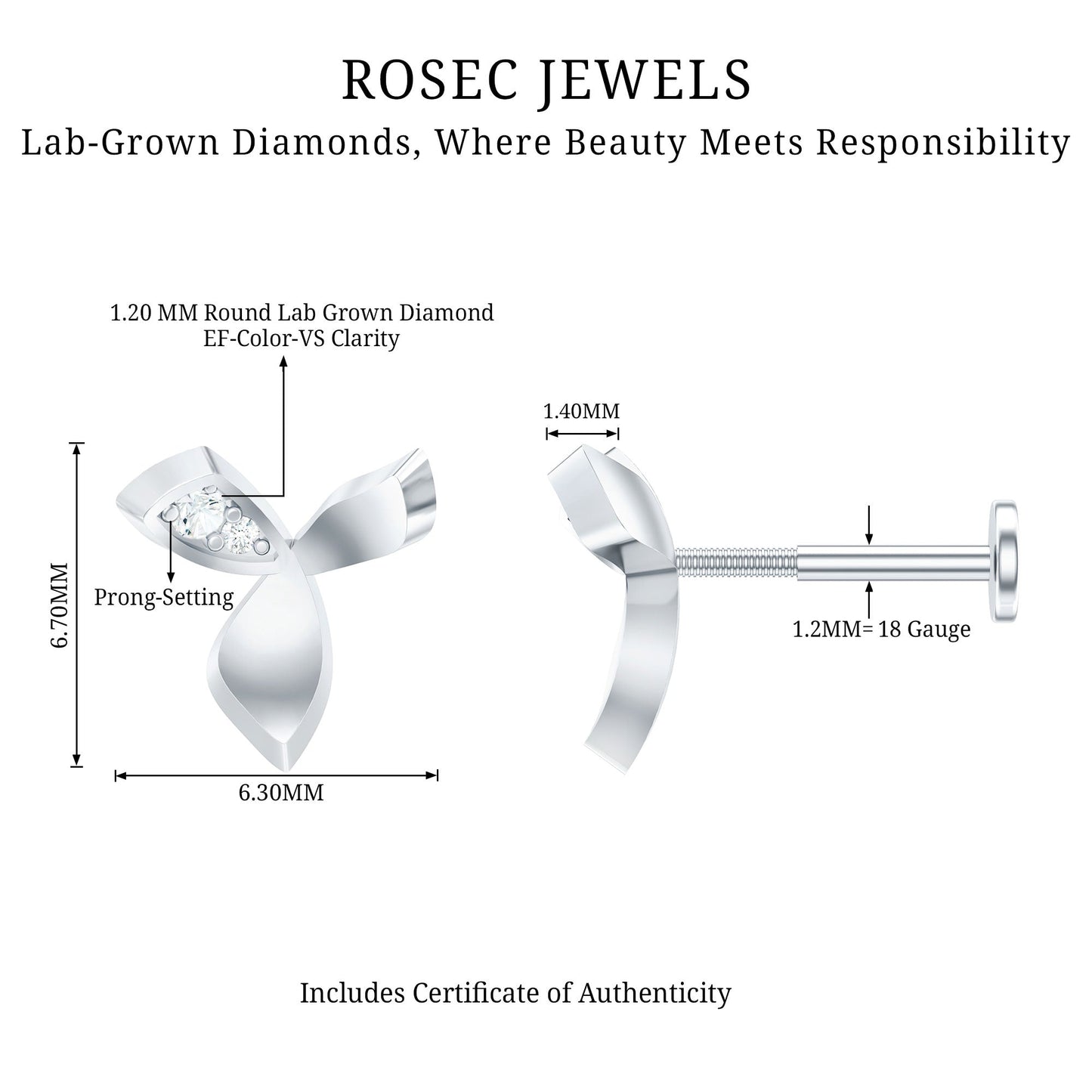 Unique Diamond Floral Earring for Tragus Piercing