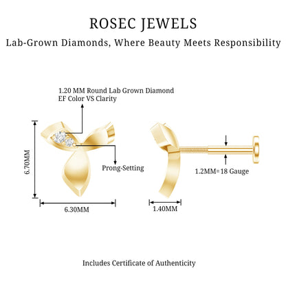 Unique Diamond Floral Earring for Tragus Piercing