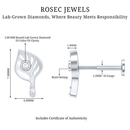 Diamond Leaf Helix Earring