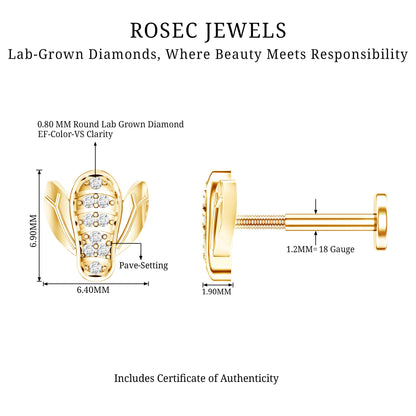 Diamond Bumblebee Earring for Helix Piercing