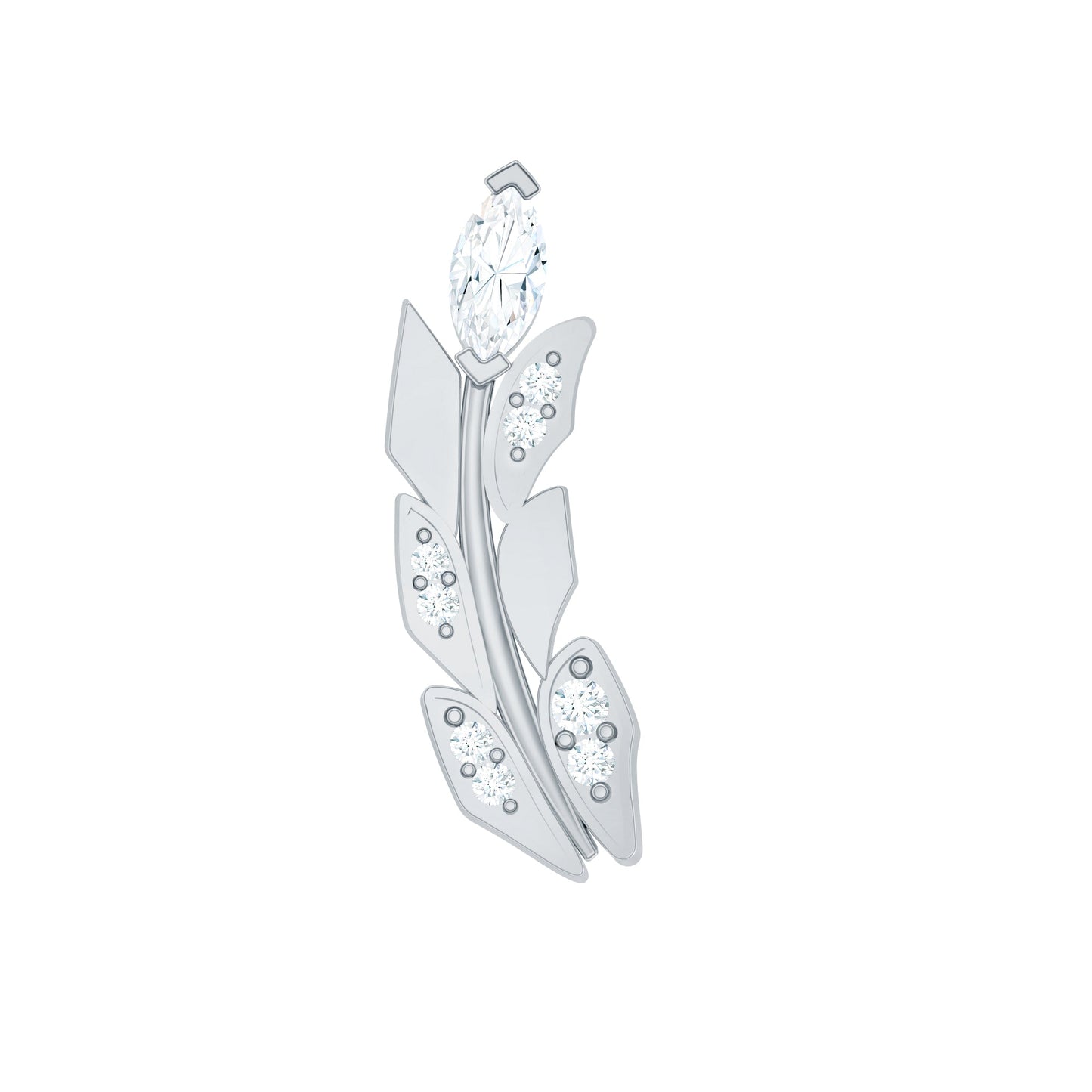 Diamond Leaf Crawler Earring for Helix Piercing