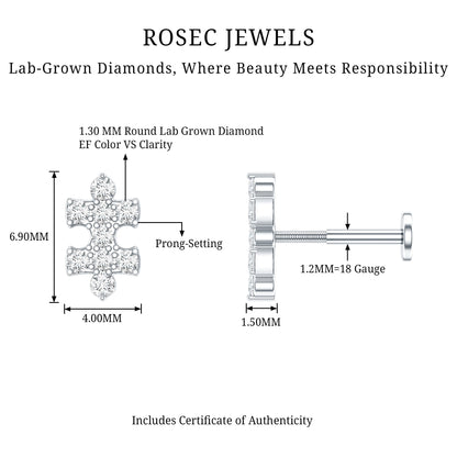 Diamond Puzzle Piece Earring for Helix Piercing
