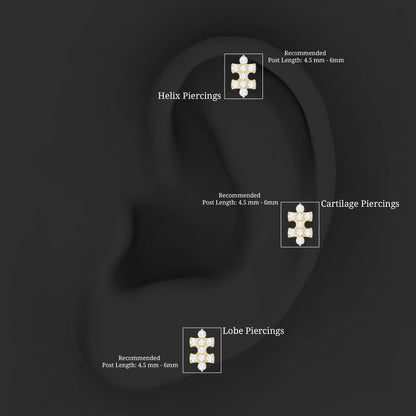 Diamond Puzzle Piece Earring for Helix Piercing
