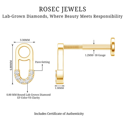 Diamond Pin Earring for Helix Piercing