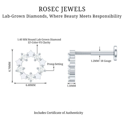 Minimal Diamond Open Circle Earring for Helix Piercing