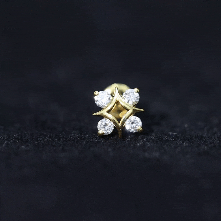 Round Moissanite Star Earring for Helix Piercing