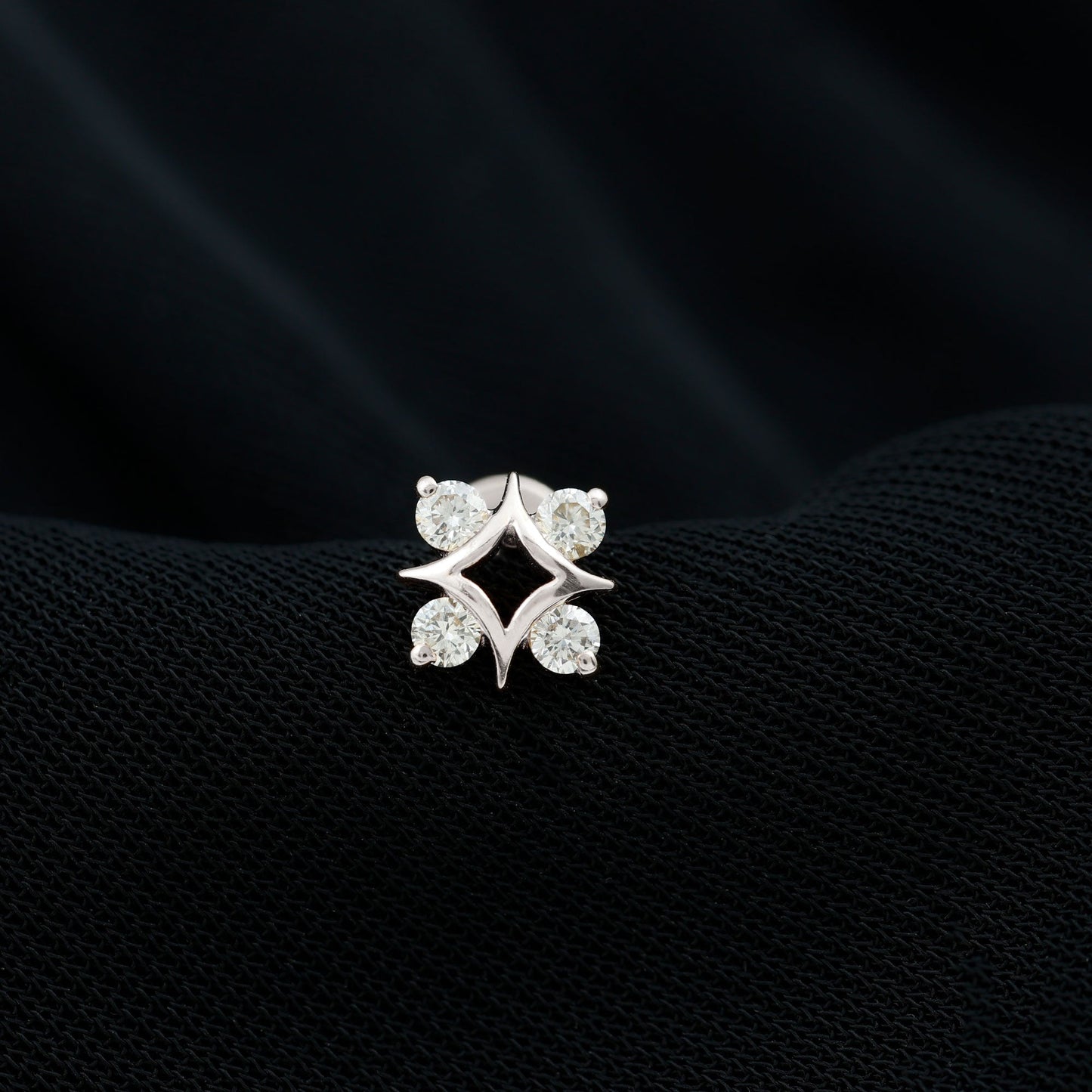 Round Moissanite Star Earring for Helix Piercing