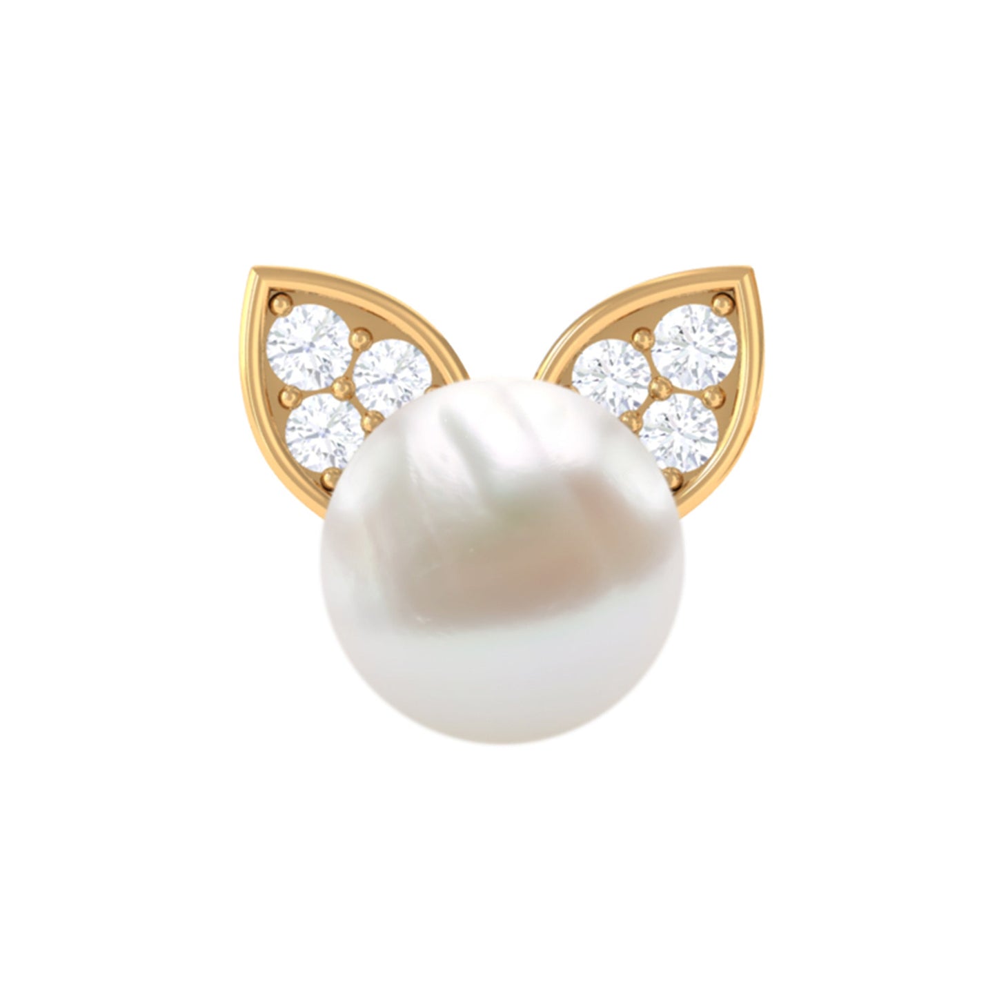 Cute Freshwater Pearl and Diamond Cat Cartilage Earring
