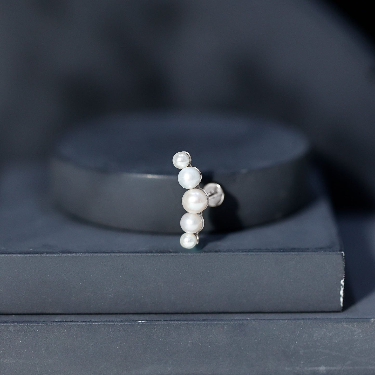 Round Freshwater Pearl Crawler Earring for Women