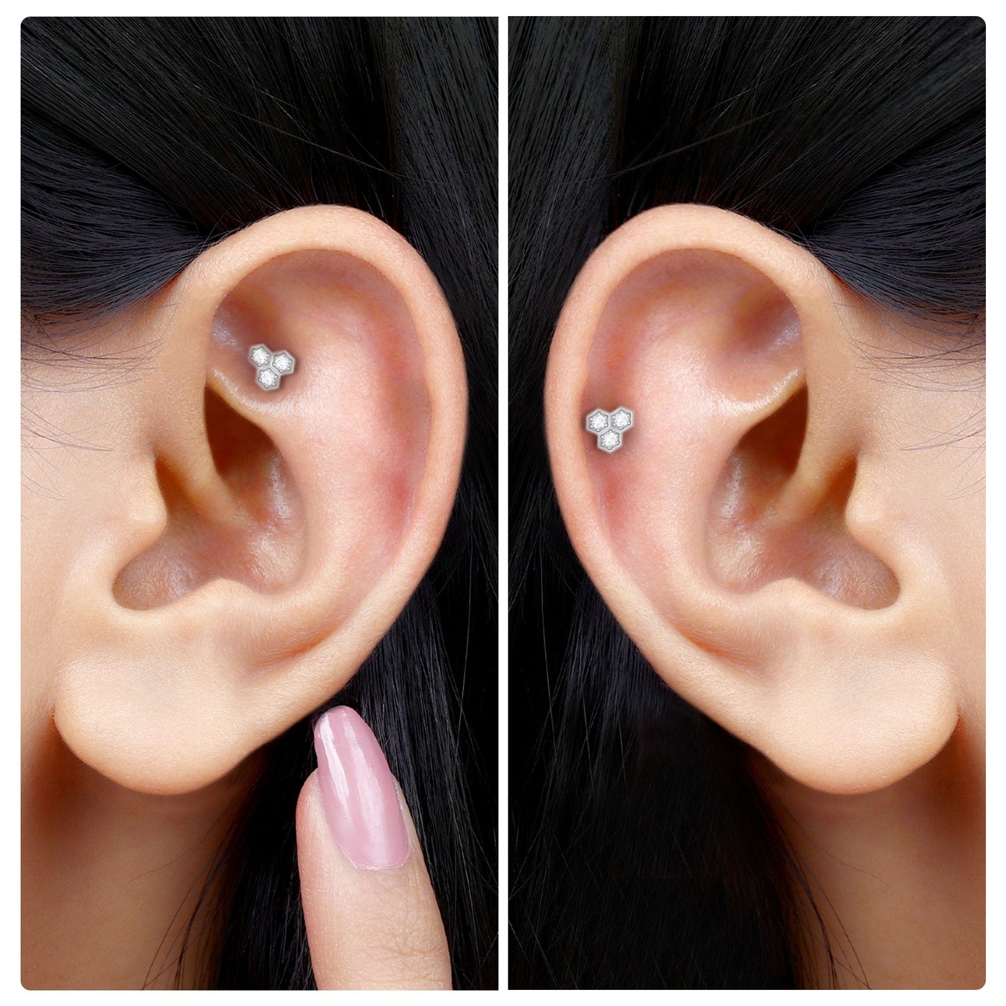 Dainty Diamond Geometric Helix Earring