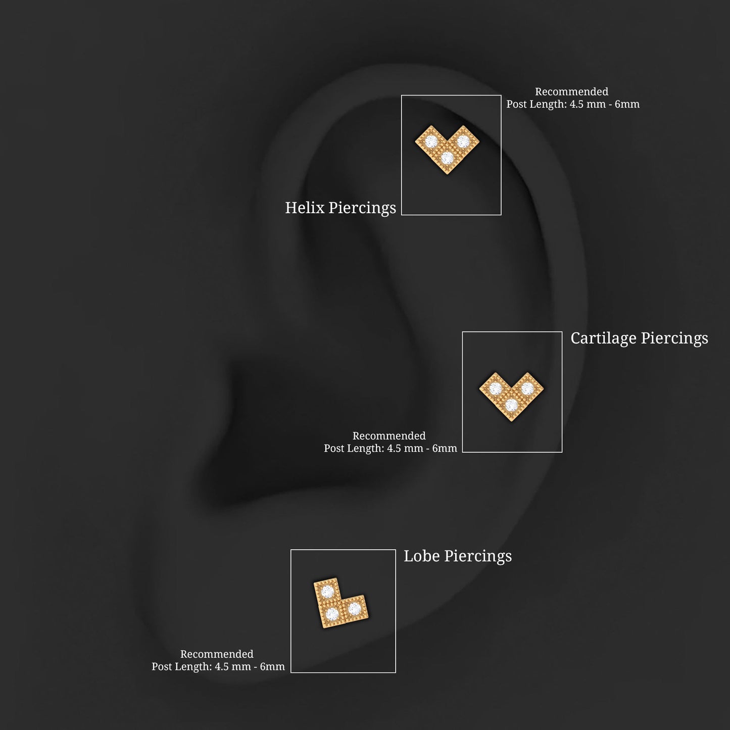 Round Diamond V Shape Earring for Helix Earring