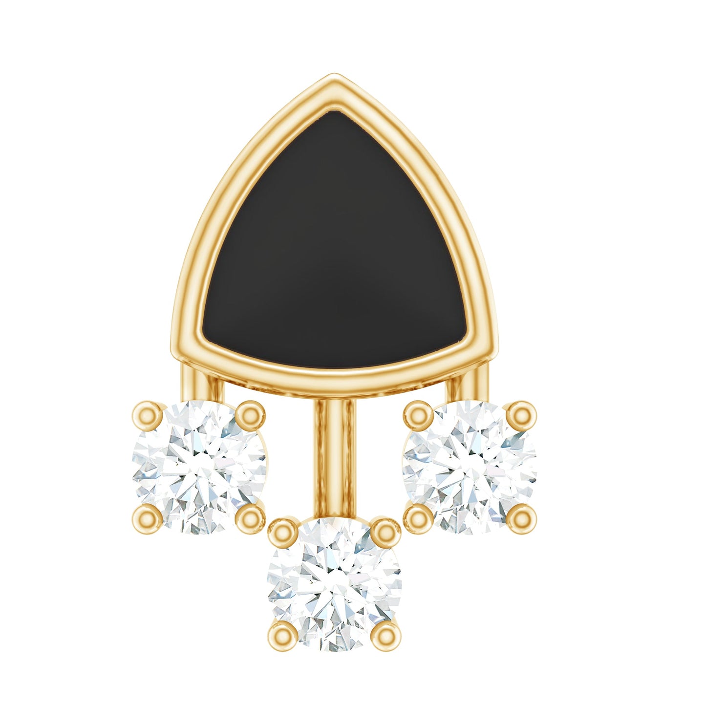 Genuine Diamond and Black Enamel Unique Tragus Earring