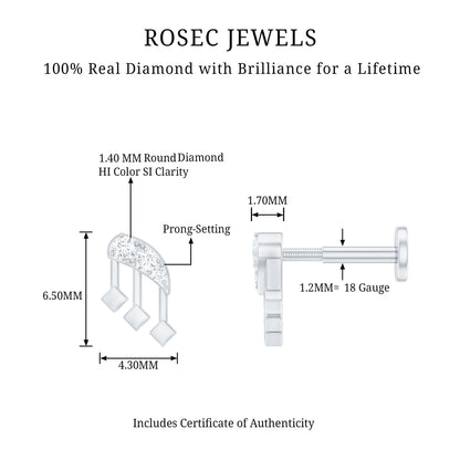 Real Diamond Music Note Earring for Cartilage Piercing