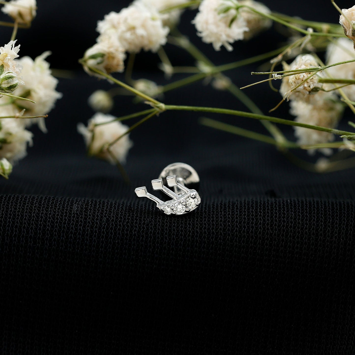Real Diamond Music Note Earring for Cartilage Piercing