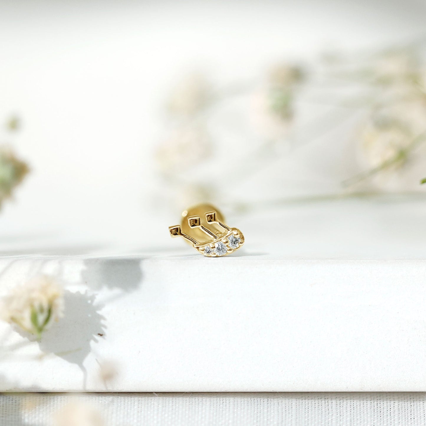 Real Diamond Music Note Earring for Cartilage Piercing