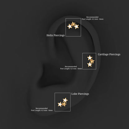 Genuine Round Diamond Three Star Cartilage Earring