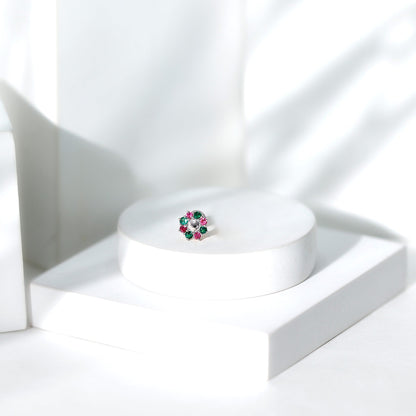 Lab Created Ruby and Created Emerald Wreath Helix Earring