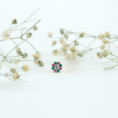 Lab Created Ruby and Created Emerald Wreath Helix Earring
