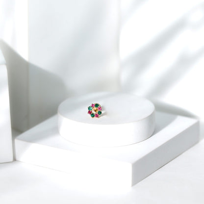 Lab Created Ruby and Created Emerald Wreath Helix Earring