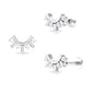 Baguette and Round Moissanite Curved Helix Earring