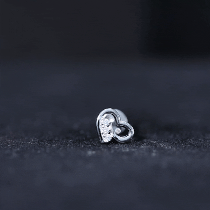 Real Diamond Cute Heart Earring for Helix Piercing