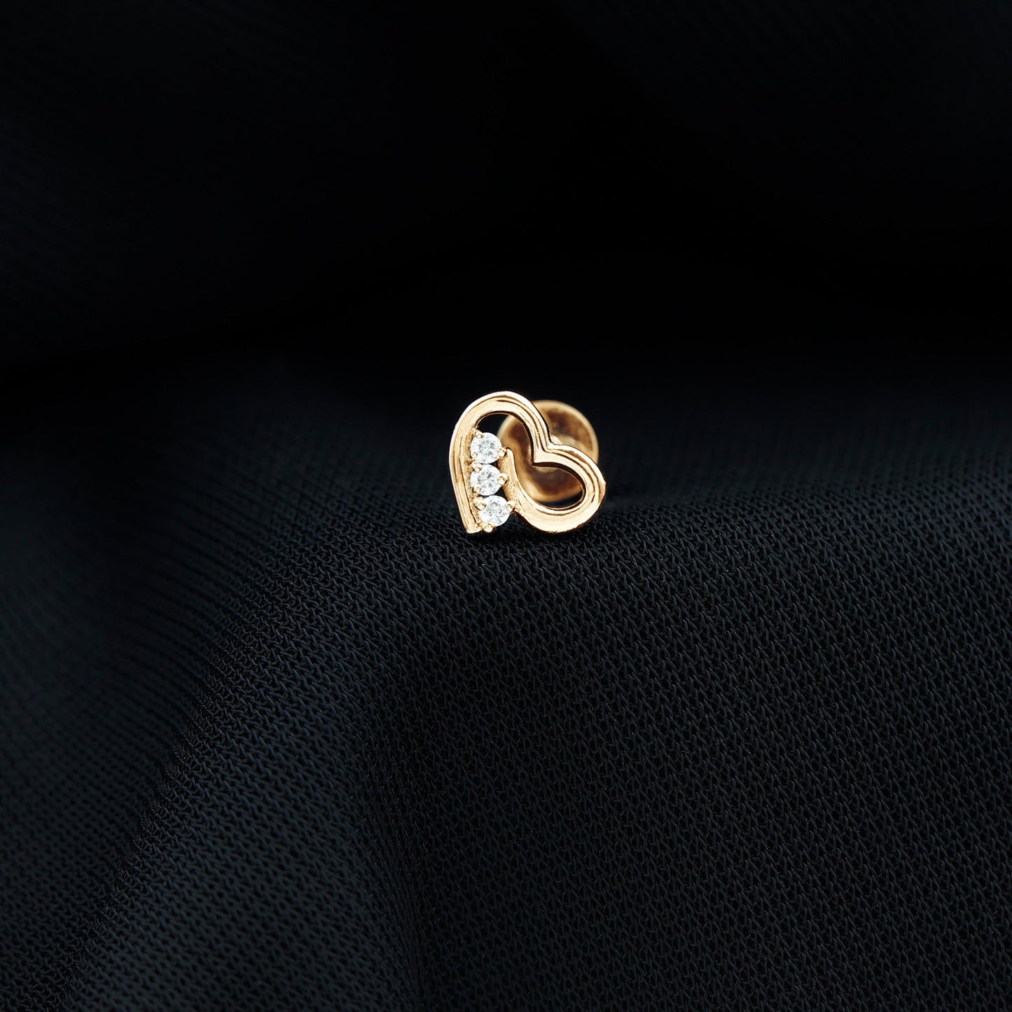 Real Diamond Cute Heart Earring for Helix Piercing