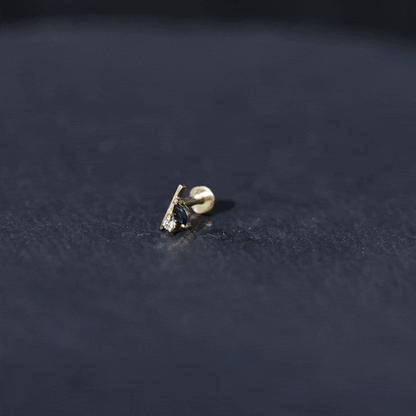 Contemporary Lab Grown Black and White Diamond Helix Earring