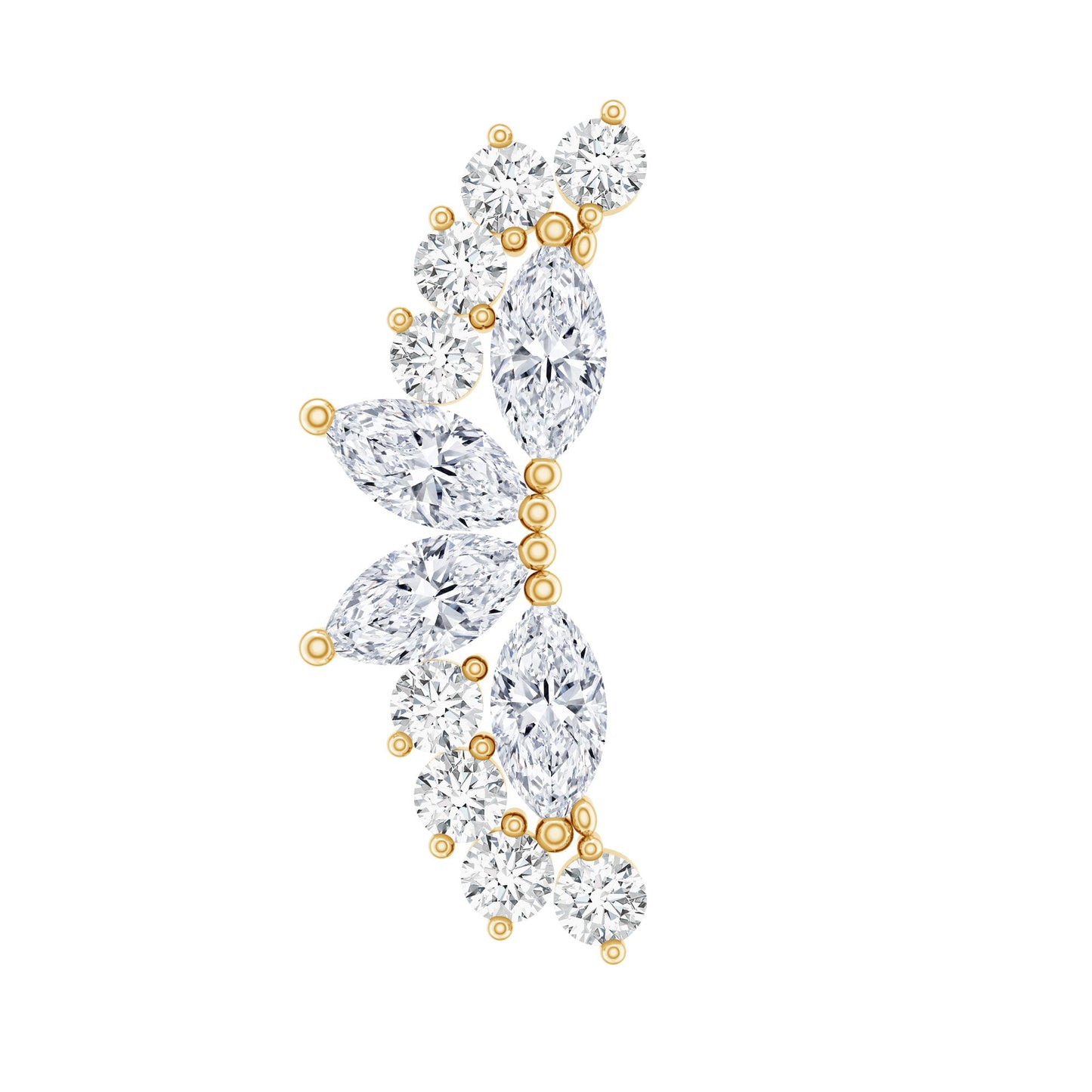 Unique Diamond Crawler Earring for Cartilage Piercing