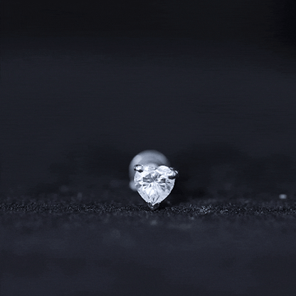 Solitaire Diamond Heart Earring with Flat Back