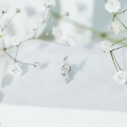 Baguette Diamond Cartilage Earring with Flat Back