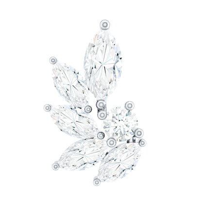 Marquise Diamond Leaf Cluster Earring for Cartilage Piercing