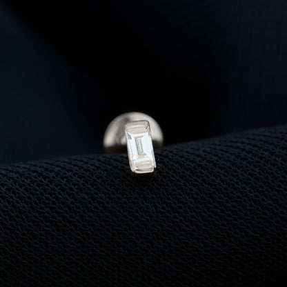 Solitaire Baguette Diamond Earring for Tragus Piercing