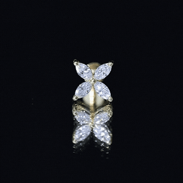 Marquise Four Petal Flower Cartilage Earring