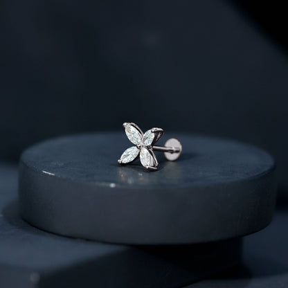 Marquise Four Petal Flower Cartilage Earring