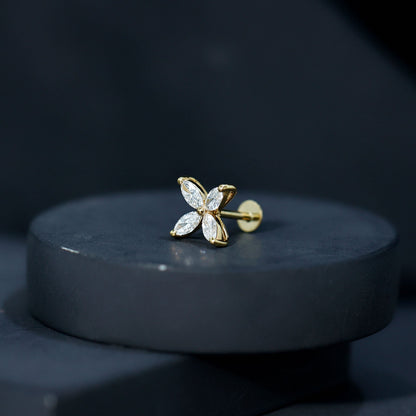 Marquise Four Petal Flower Cartilage Earring