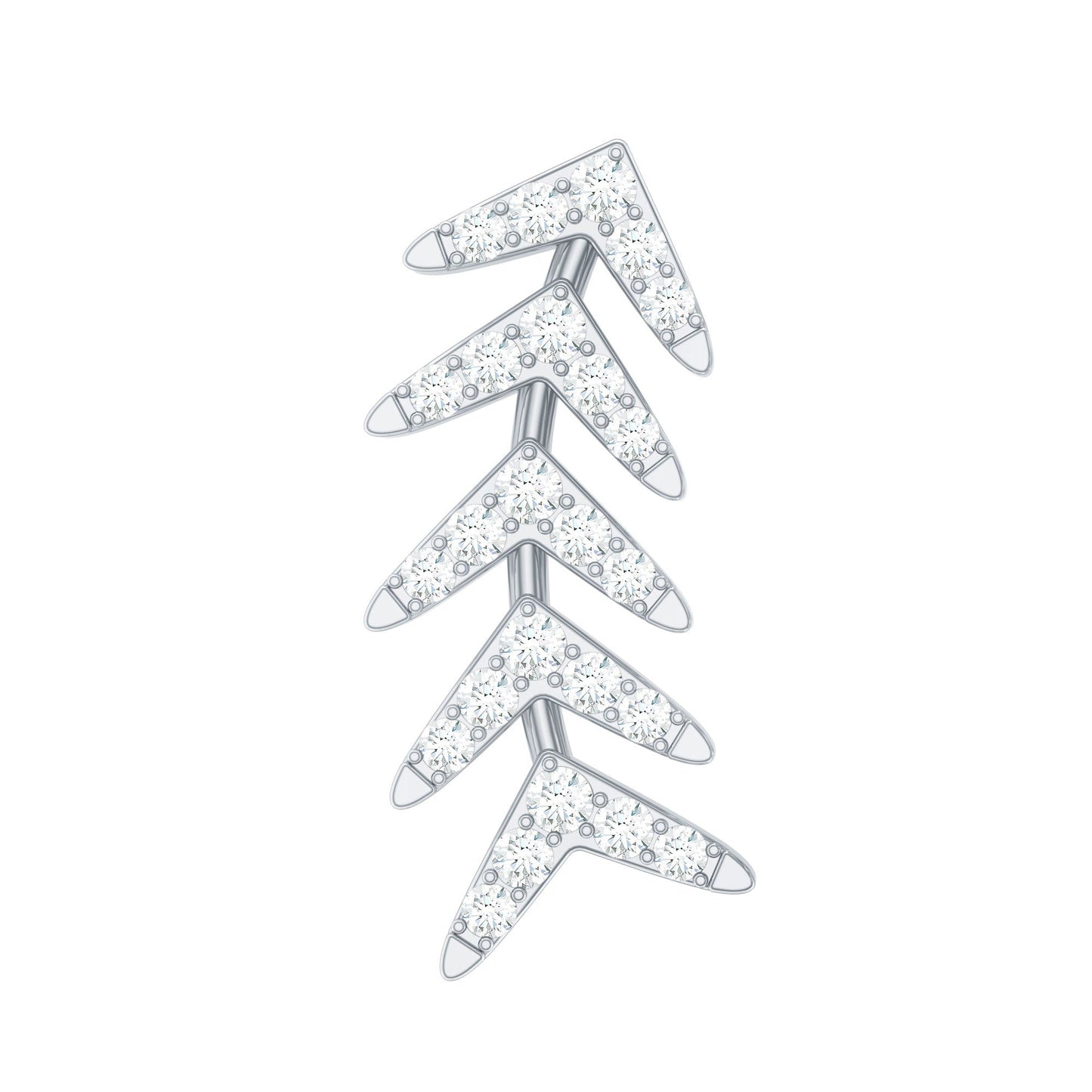 Minimalist Diamond Leaf Crawler Earring for Helix Piercing